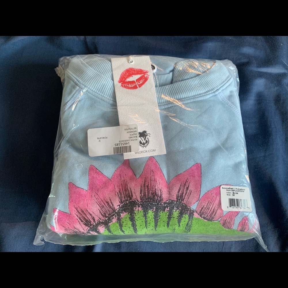 Wildfox Prehistoric Sommers Sweatshirt Dinosaur M - Picture 2 of 3